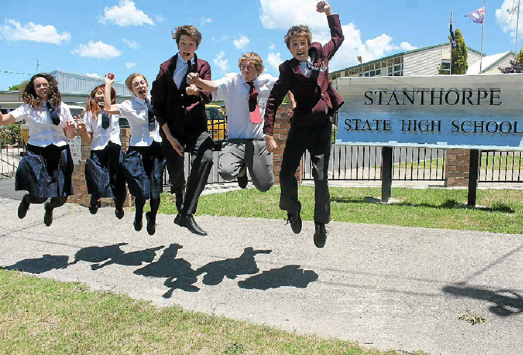 LEAP OF FAITH: Graduating students Lauren Blake, Catherine Bicad, Leah Williams, Lachlan Isweet, Zach Rays and James Macpherson can’t wait to start the next chapter of life. LEAP OF FAITH: Graduating students Lauren Blake, Catherine Bicad, Leah Williams, Lachlan Isweet, Zach Rays and James Macpherson can’t wait to start the next chapter of life.
